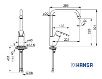 MEDIDAS MONOMANDO COCINA POLO ECO HANSA